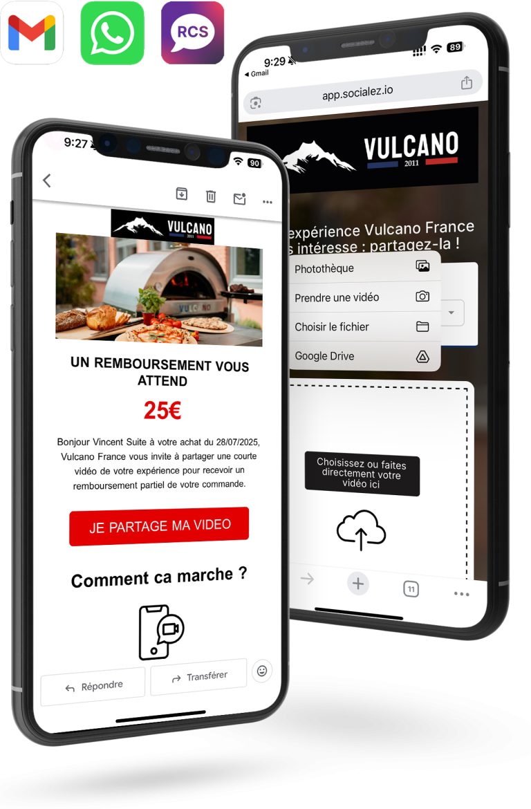 La collecte d'UGC vidéo par email, whasapp, RCS
